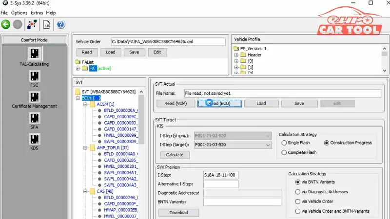 How to code F-series with BMW ENET E-sys