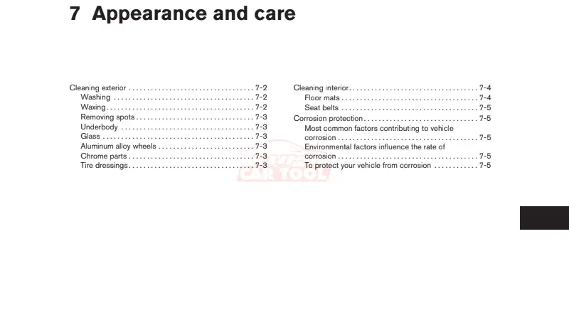 User-manual-2008-nissan-xterra-appearance-and-care